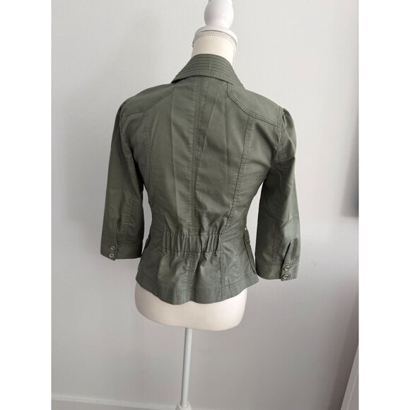 WHITE HOUSE BLACK MARKET WHBM Olive Green Blazer Jacket Size 00 - Picture 3 of 6